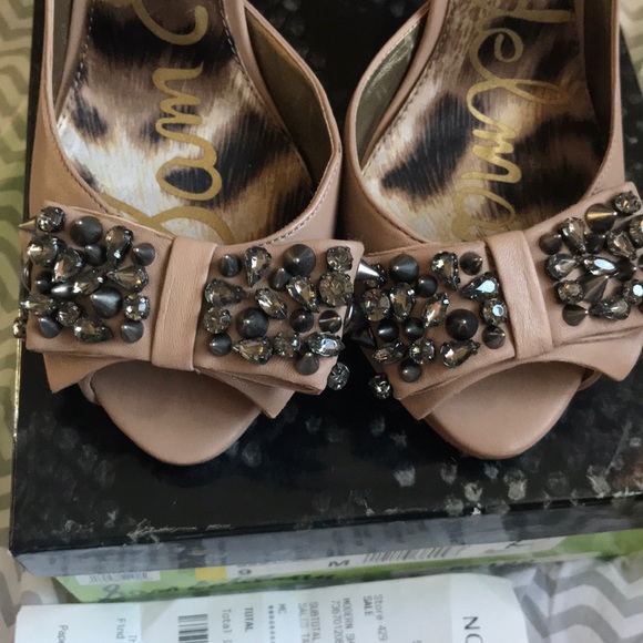 🆑SAM EDLEMAN sz 9 Nude leather Heels Lorna - Picture 2 of 8